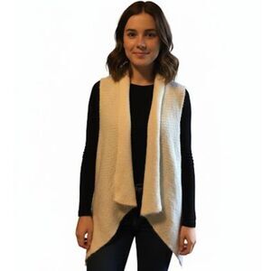 Mossimo Ivory Cardigan Handkerchief Hemline Sleeveless Duster Open Front Office